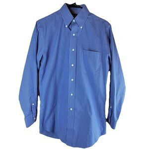 Jos A Bank Travelers Collection Button Down Shirt Blue Check Size 14.5-32